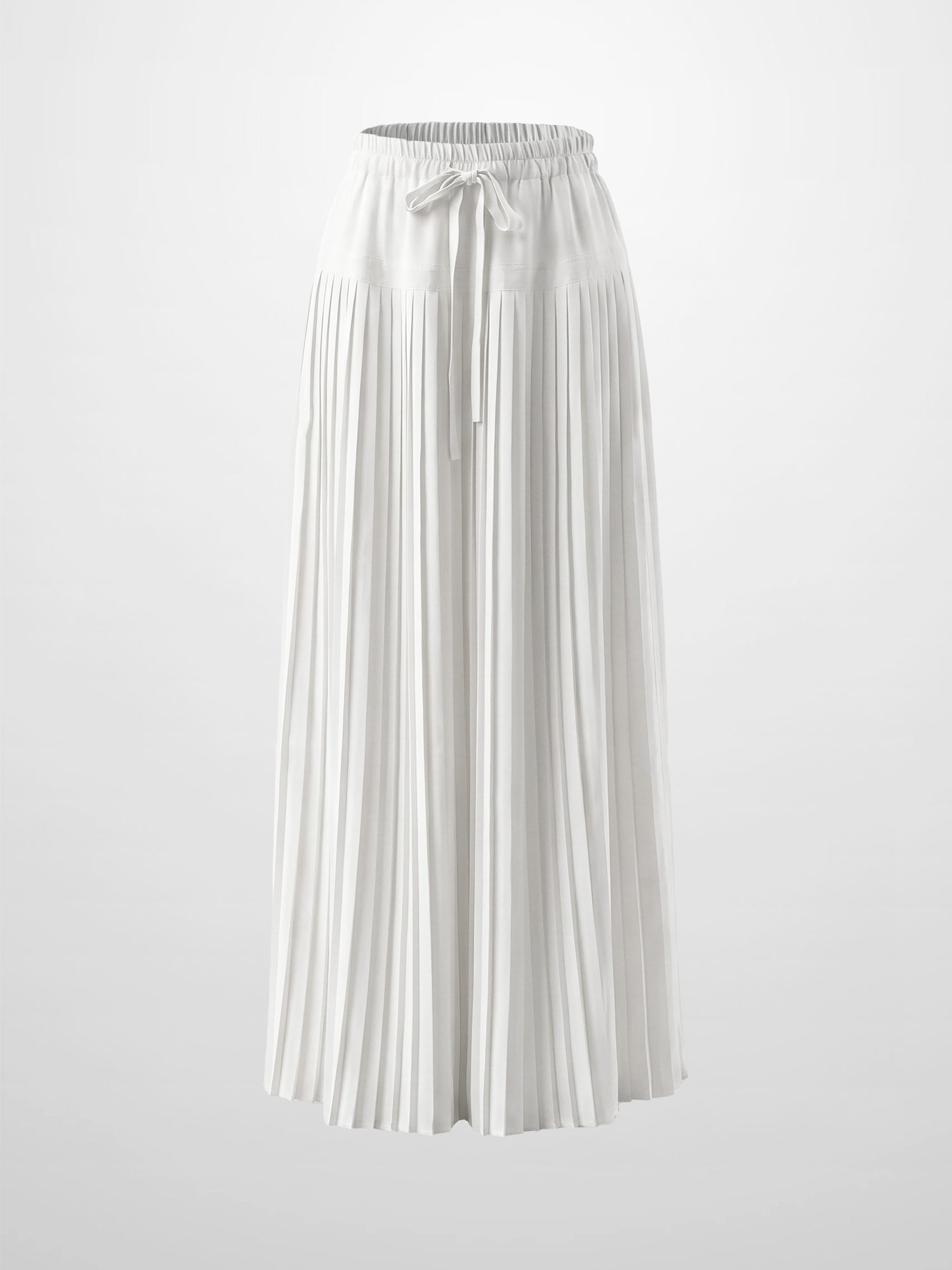 Chiffon Drop Waist Pleat Skirt-White
