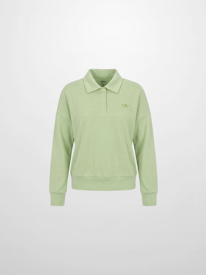 Collared Bomber Tee-Sage