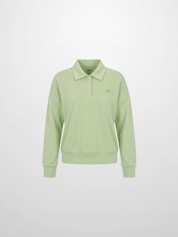 Collared Bomber Tee-Sage