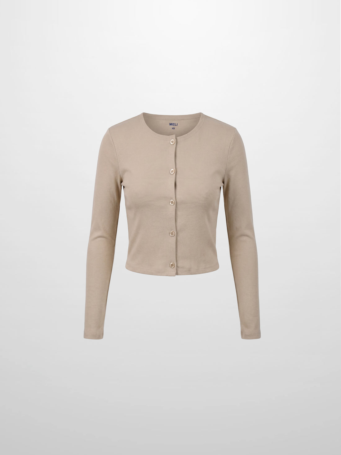 Crop T-Shirt Cardigan-Tan