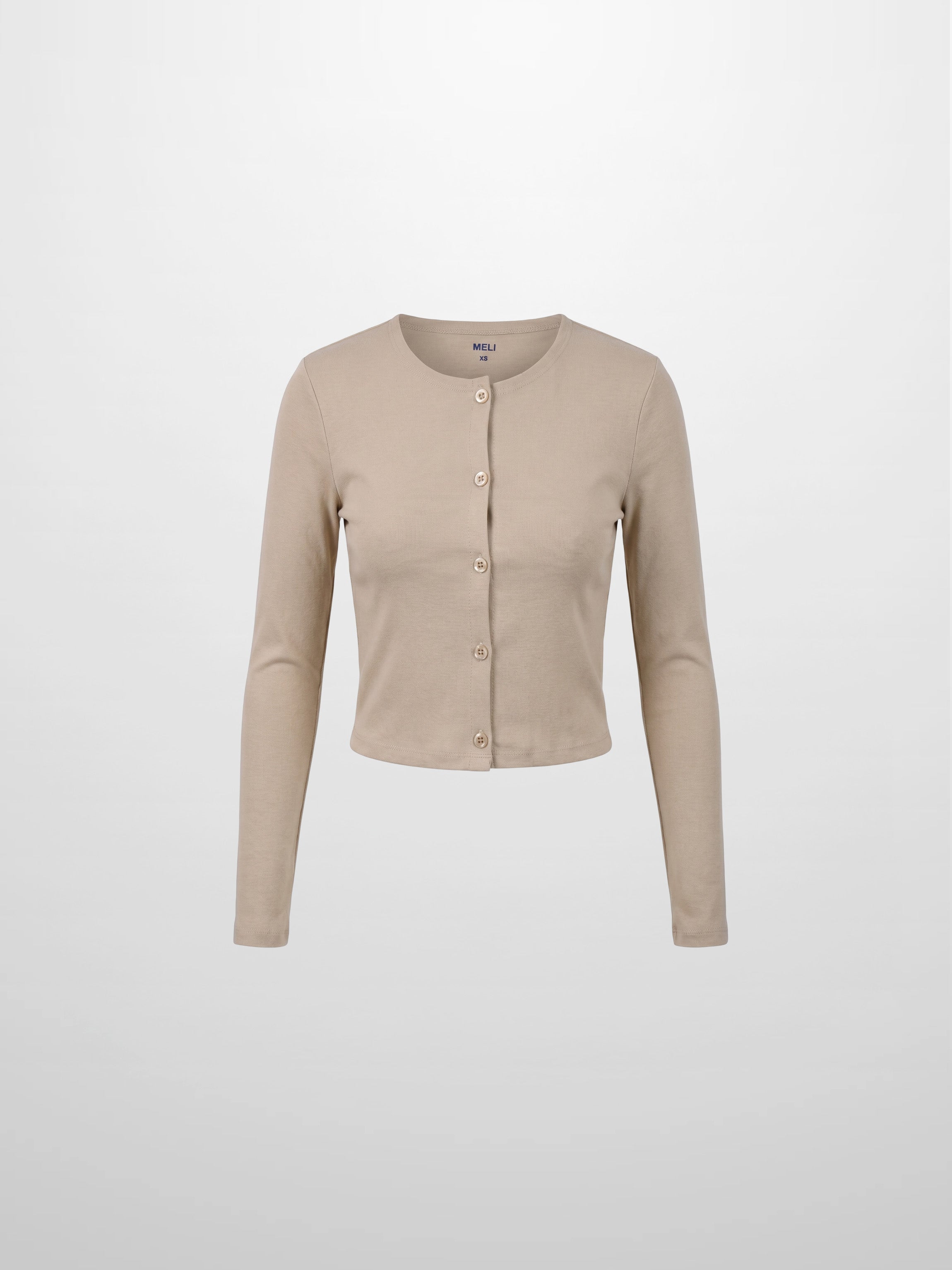 Crop T-Shirt Cardigan-Tan