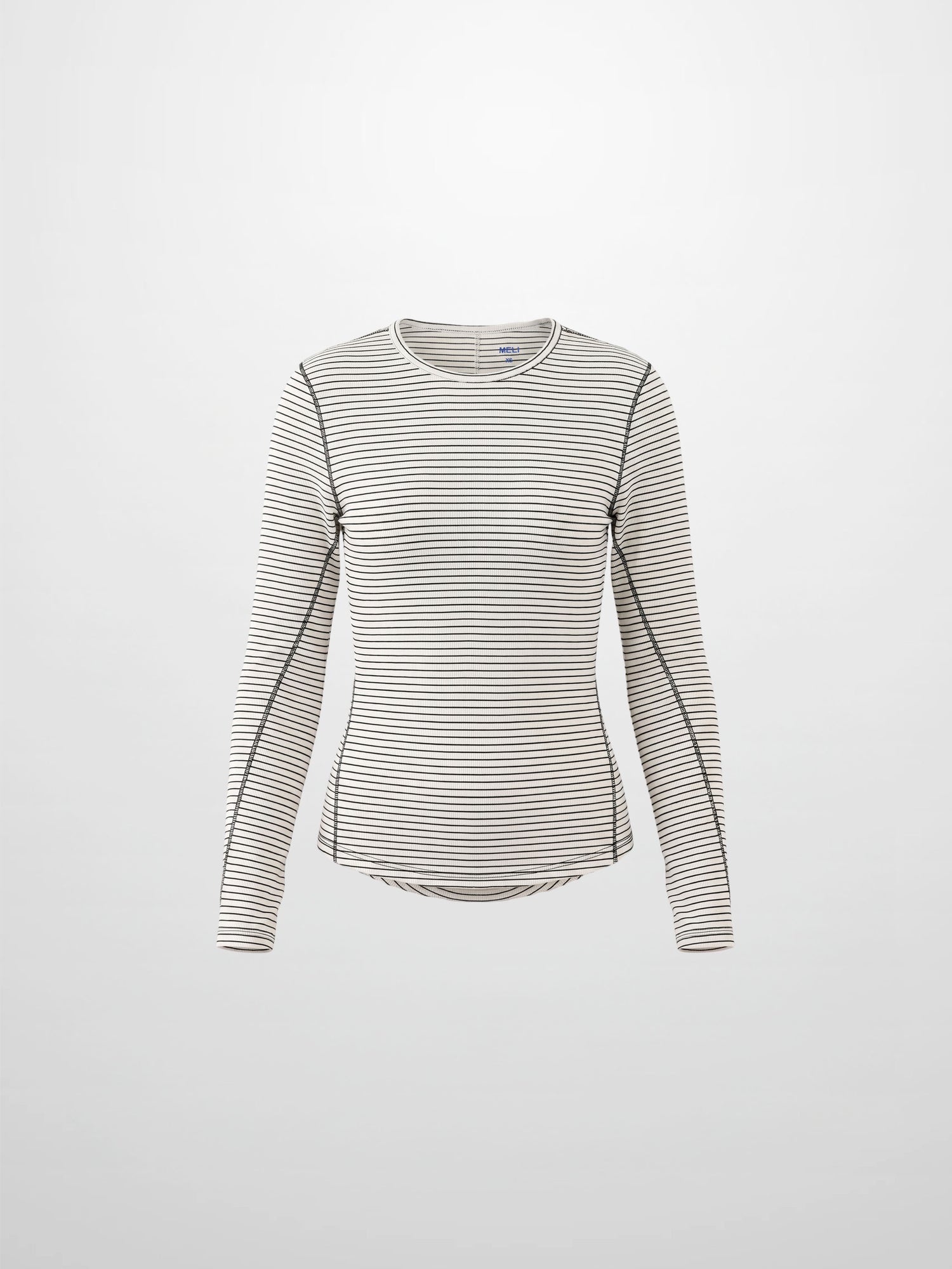 Striped Cross Stitch T-Shirt-Grey