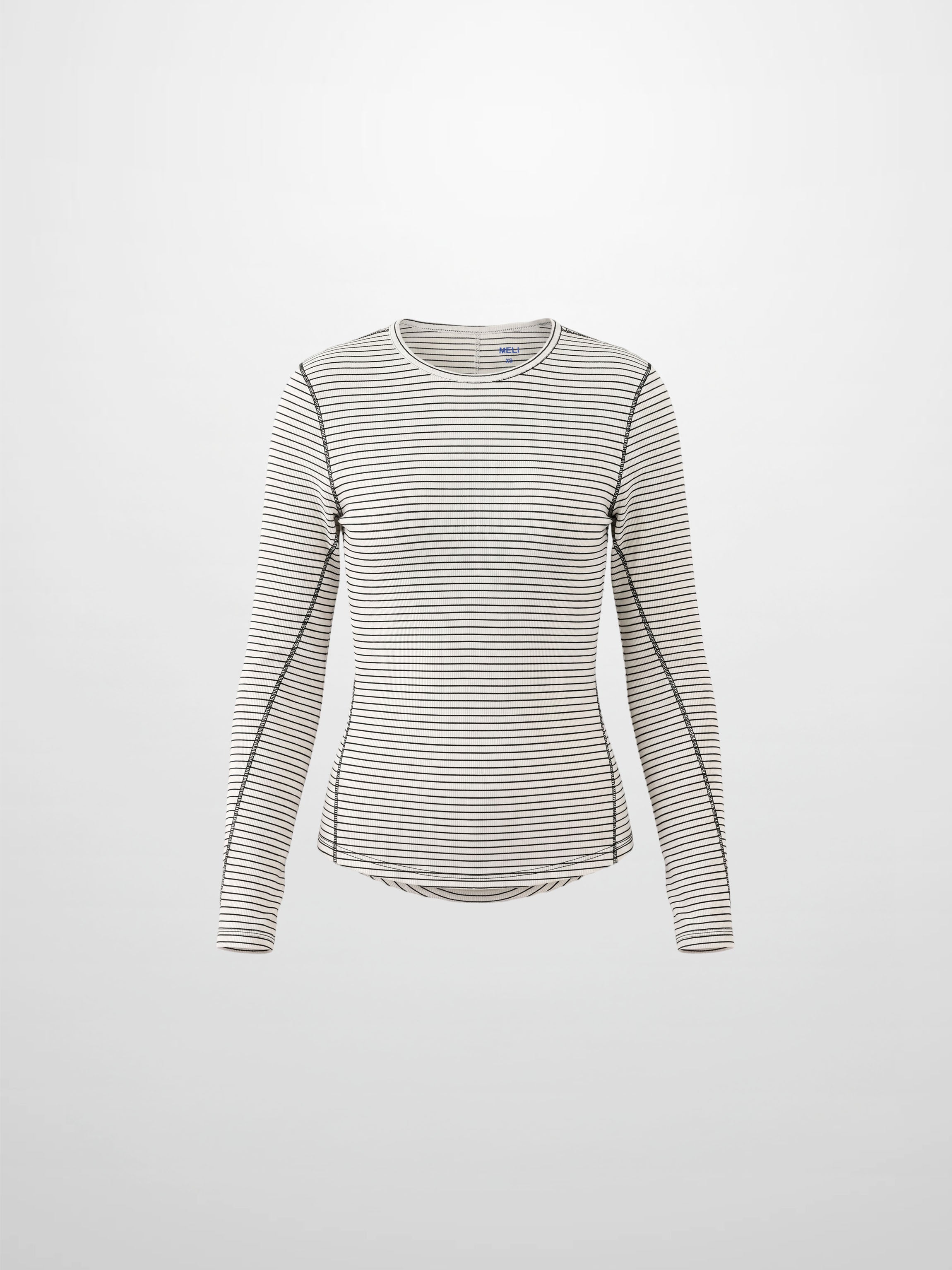 Striped Cross Stitch T-Shirt-Grey