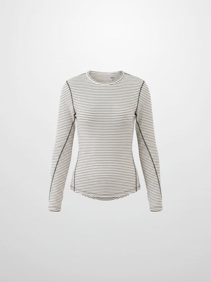 Striped Cross Stitch T-Shirt-Grey
