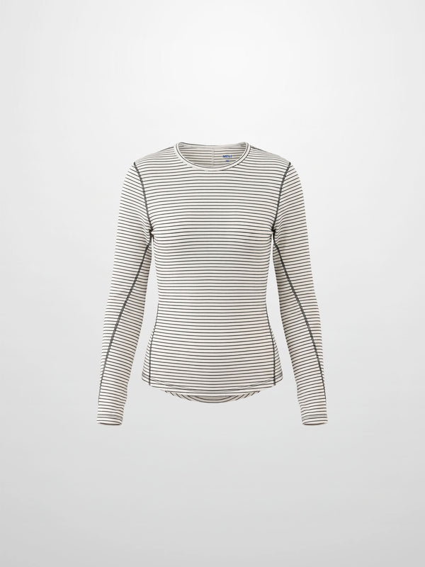 Striped Cross Stitch T-Shirt-Grey