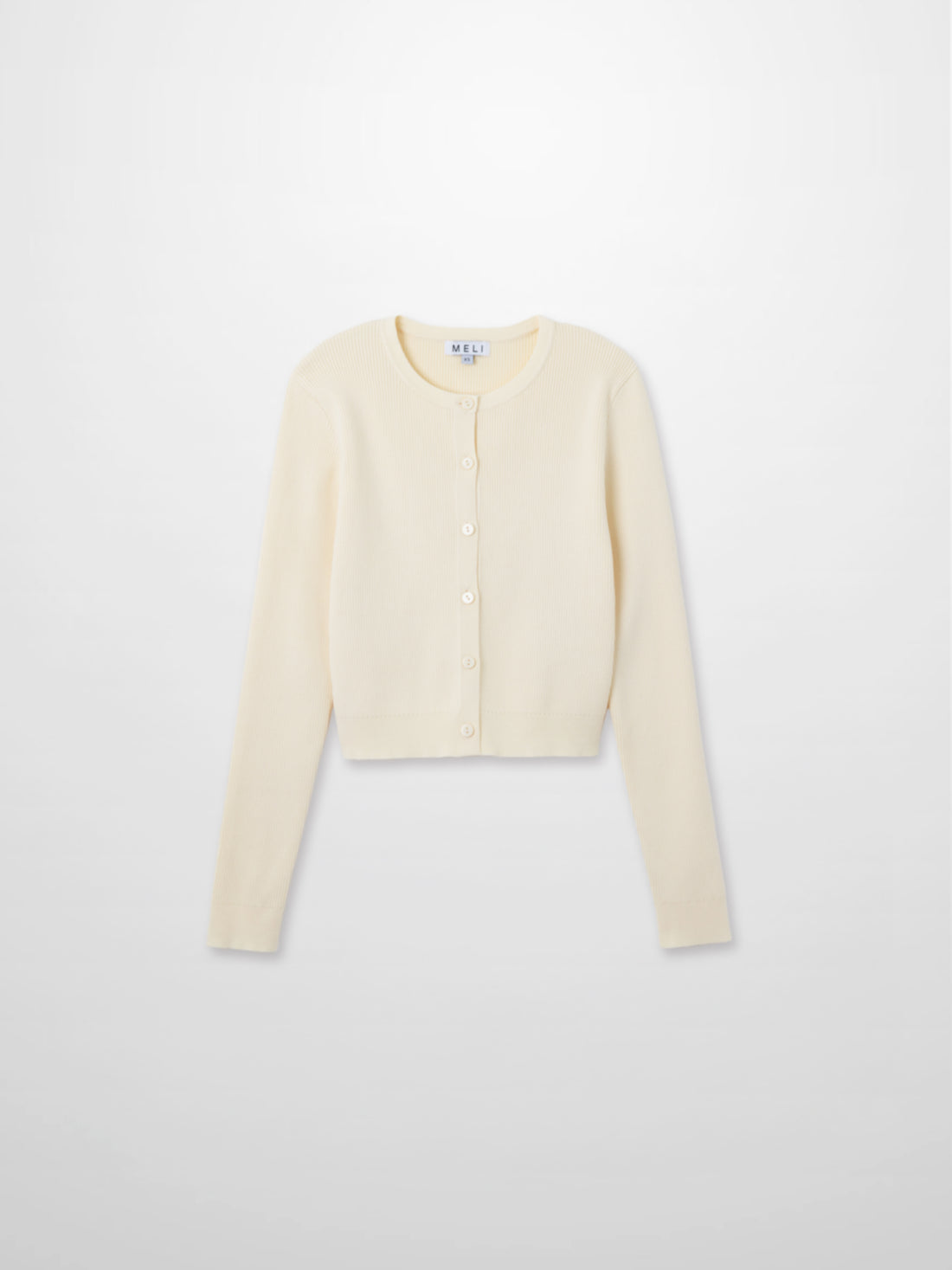 Ribbed Crew Neck Cardigan-Ivory