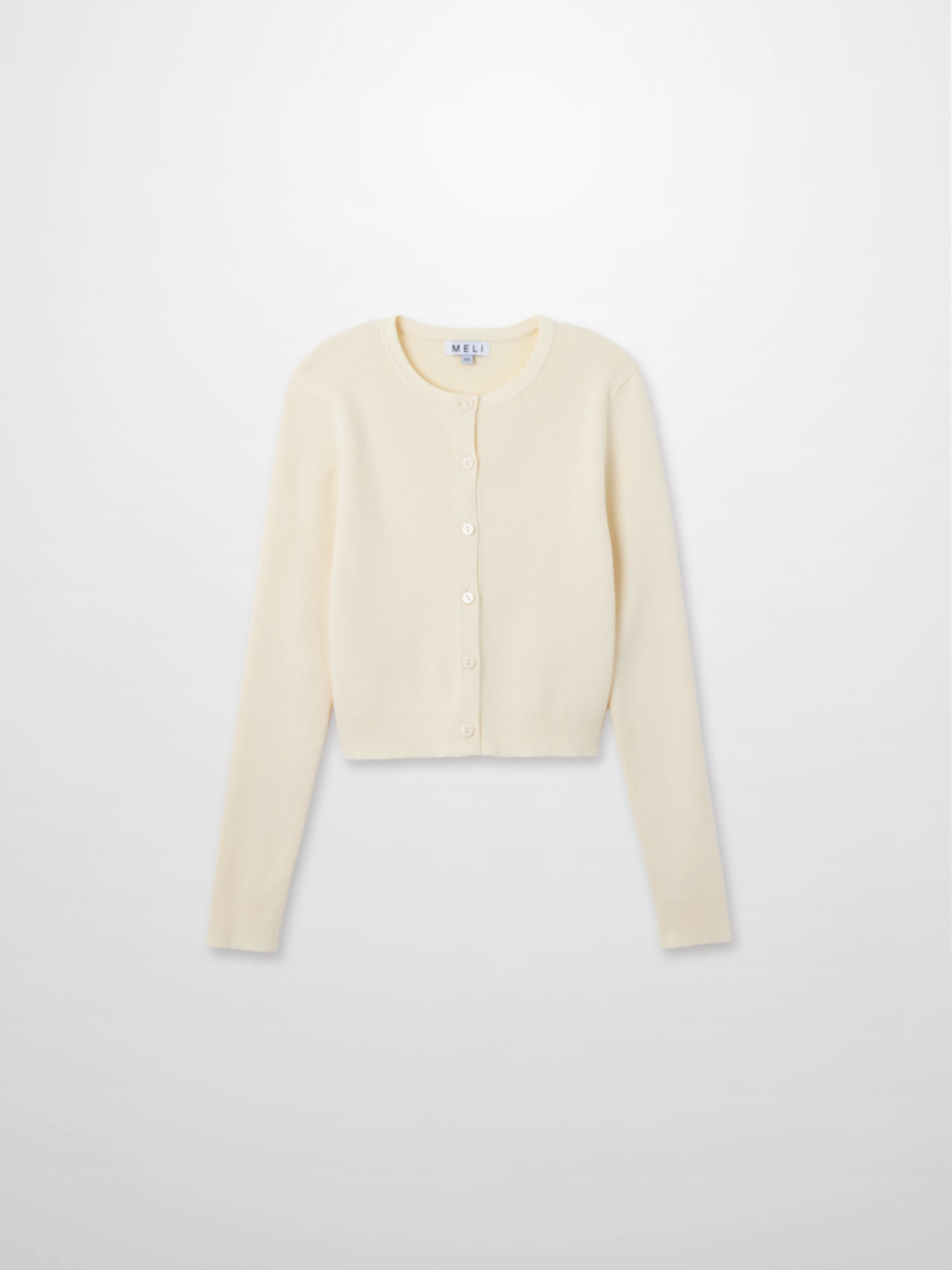 Ribbed Crew Neck Cardigan-Ivory