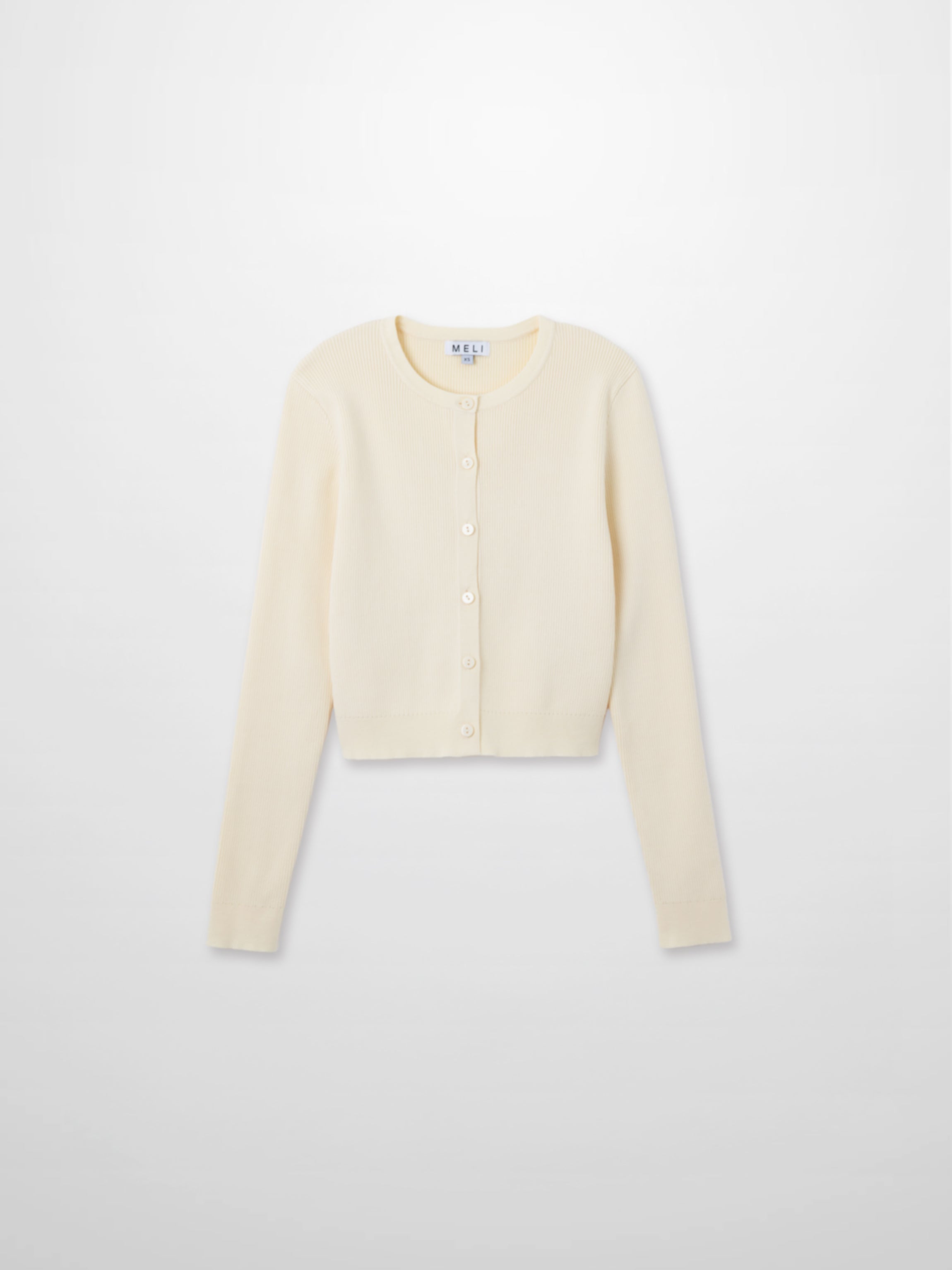 Ribbed Crew Neck Cardigan-Ivory