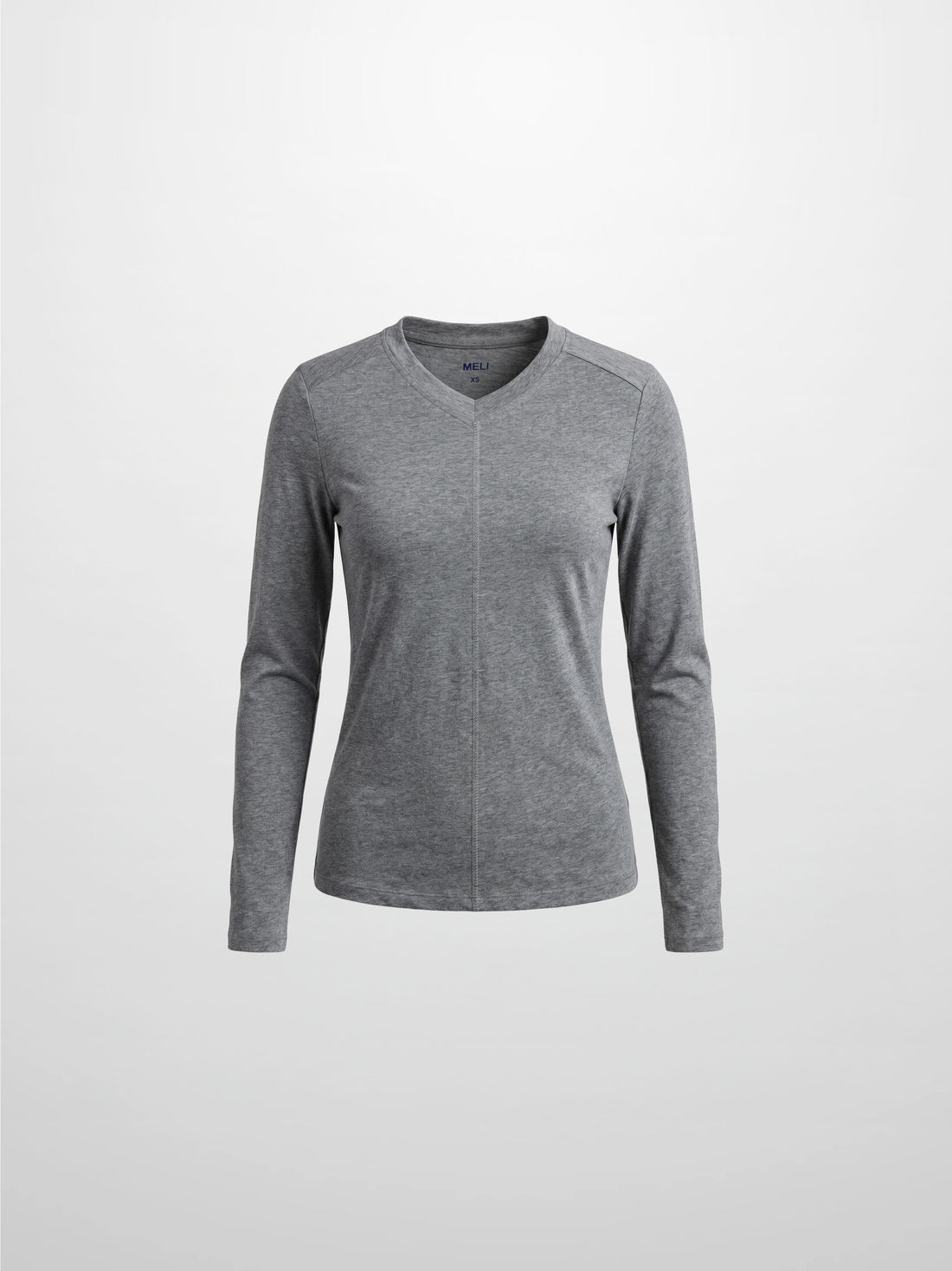 Center Seam High V Tee-Heathered Grey