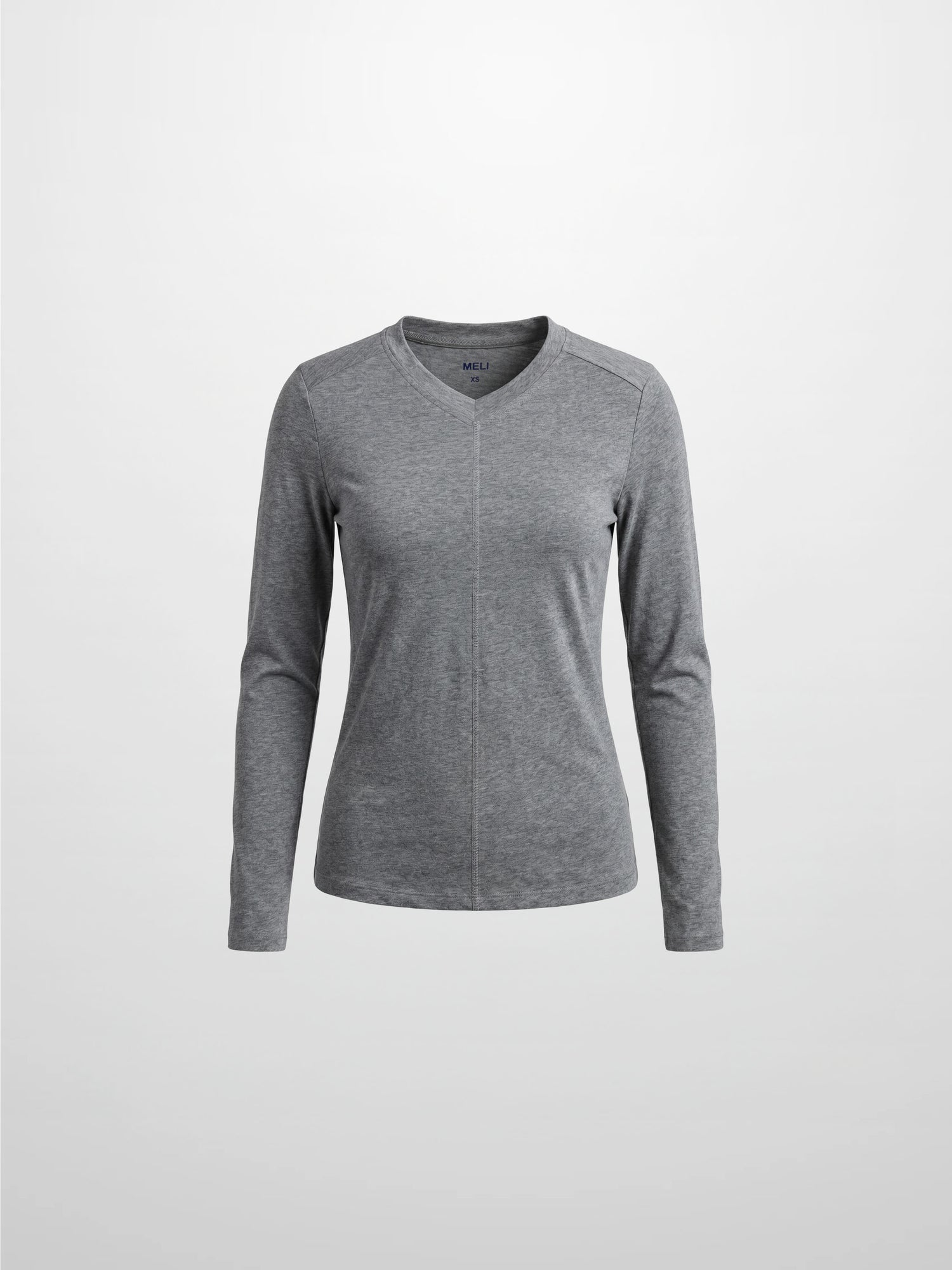 Center Seam High V Tee-Heathered Grey