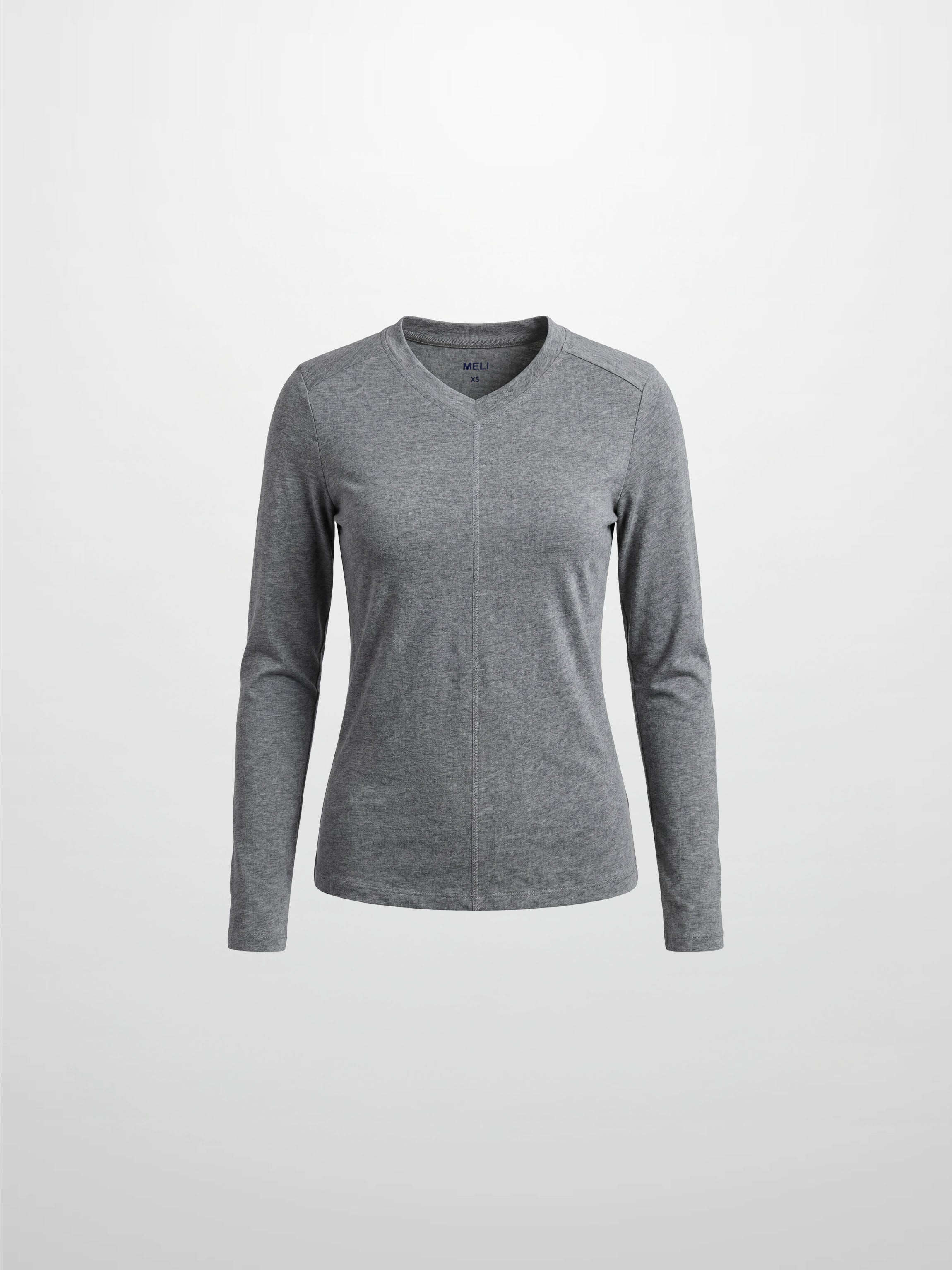 Center Seam High V Tee-Heathered Grey