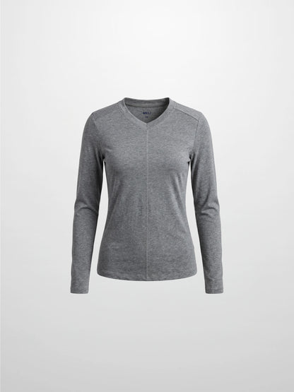 Center Seam High V Tee-Heathered Grey