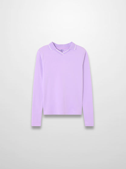 Collared High V T-Shirt-Lavender