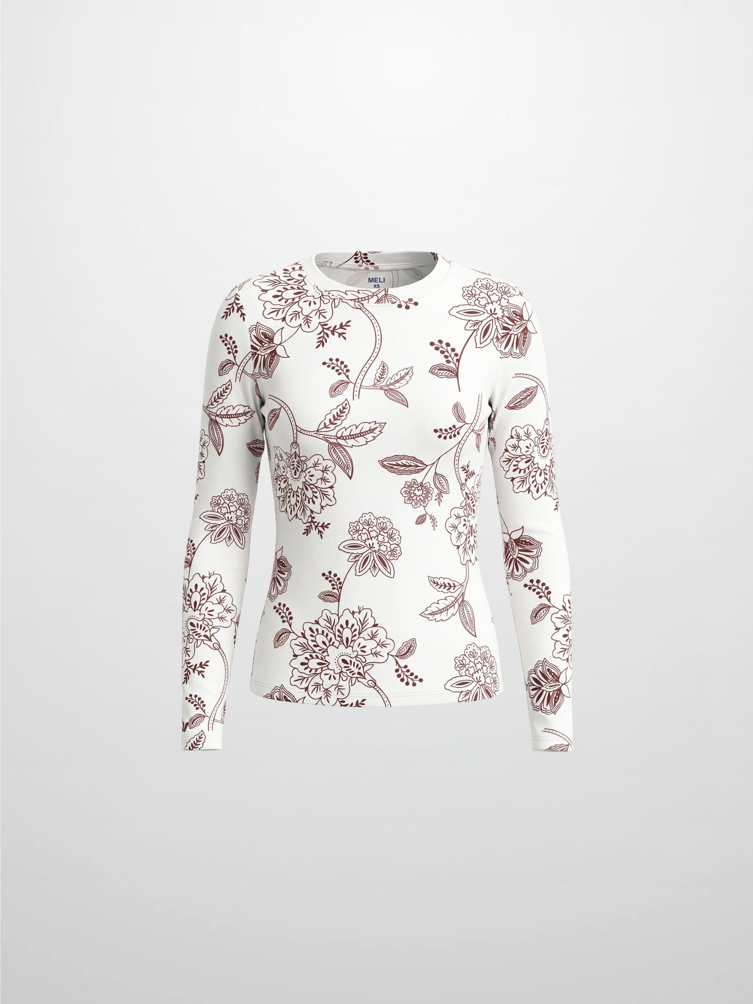 Basic Printed T-shirt-Burgundy Flower