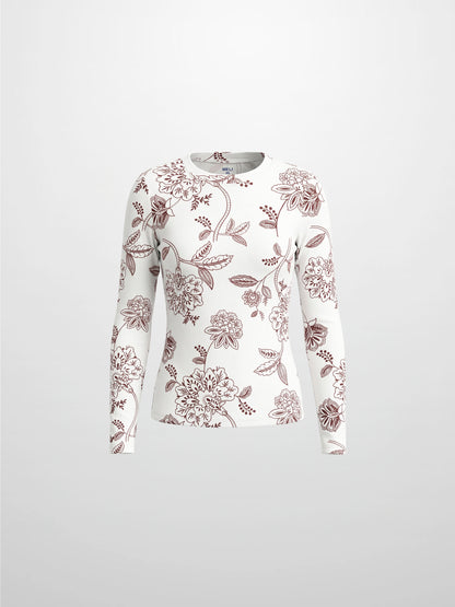 Basic Printed T-shirt-Burgundy Flower