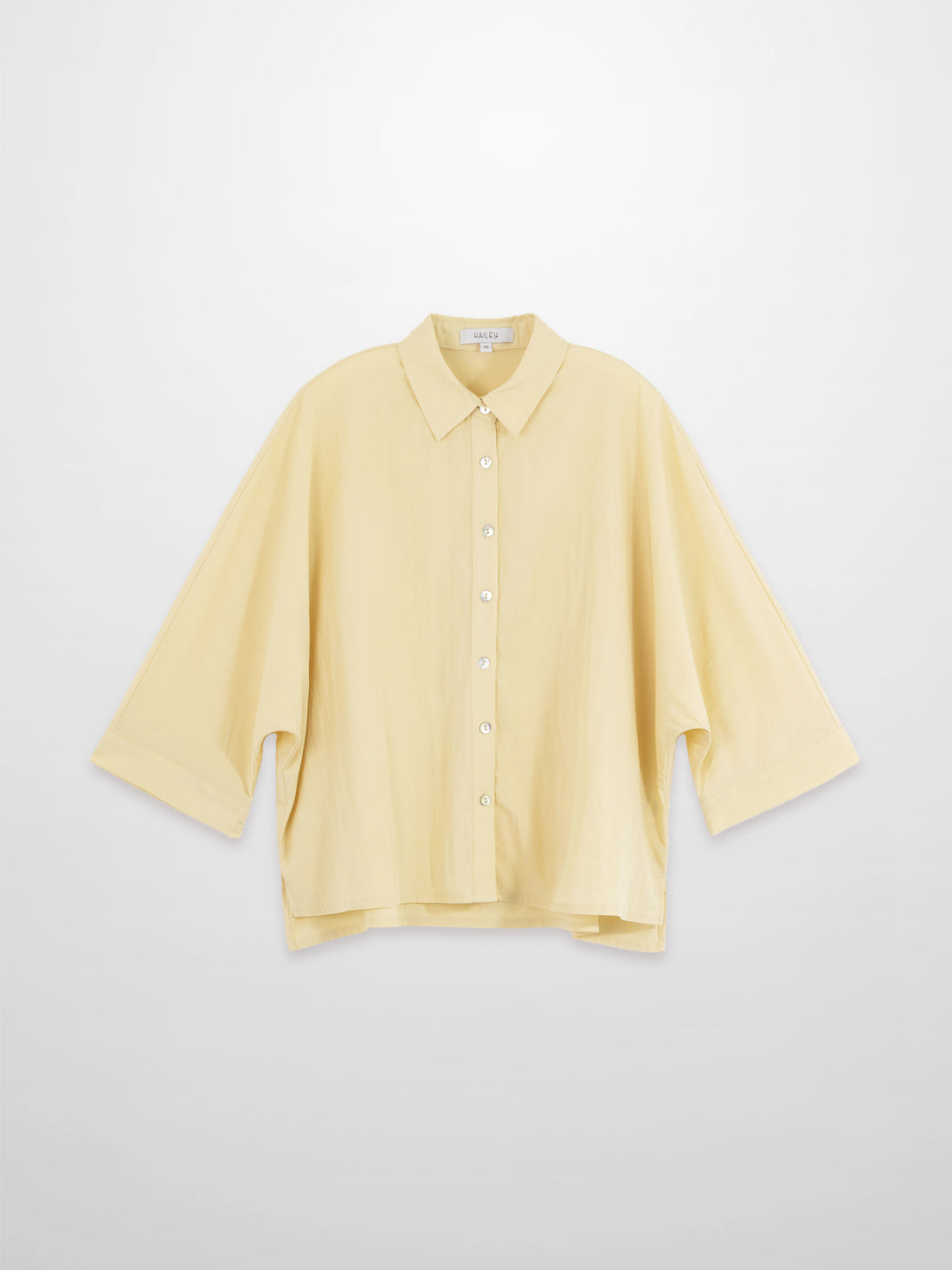 Boxy Dolman Sleeve Crinkle Blouse-Pale Yellow