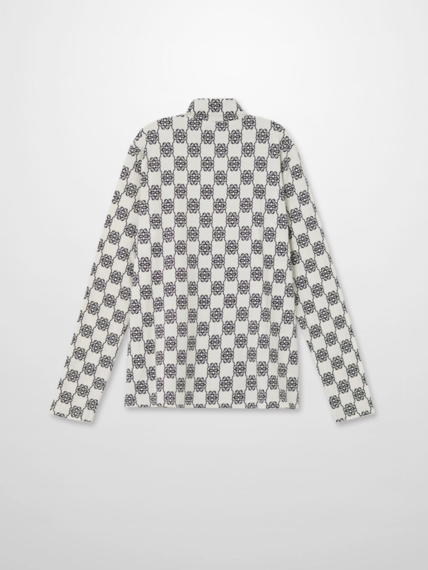 Boxy Printed Modal Turtleneck-Floral Vines White