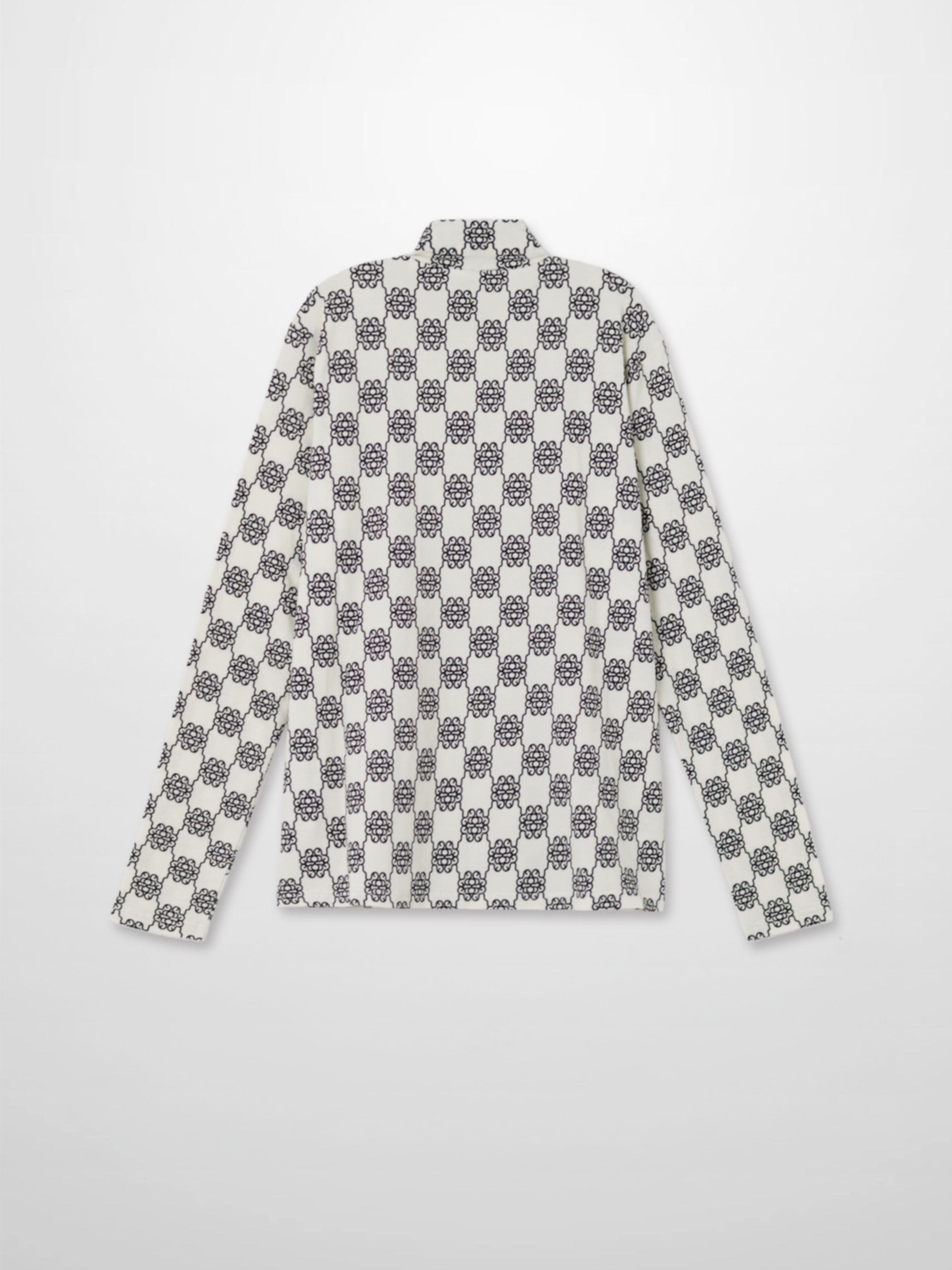 Boxy Printed Modal Turtleneck-Floral Vines White