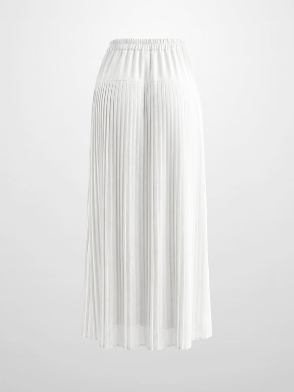 Chiffon Drop Waist Pleat Skirt-White