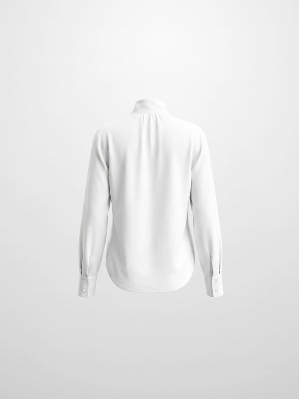 Fringe Bow Blouse-White