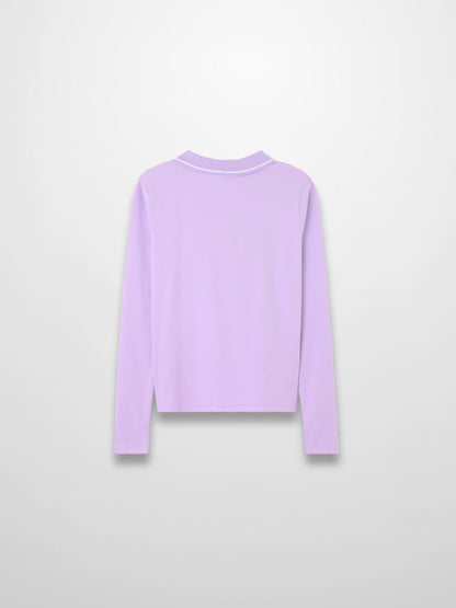 Collared High V T-Shirt-Lavender