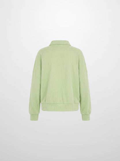 Collared Bomber Tee-Sage
