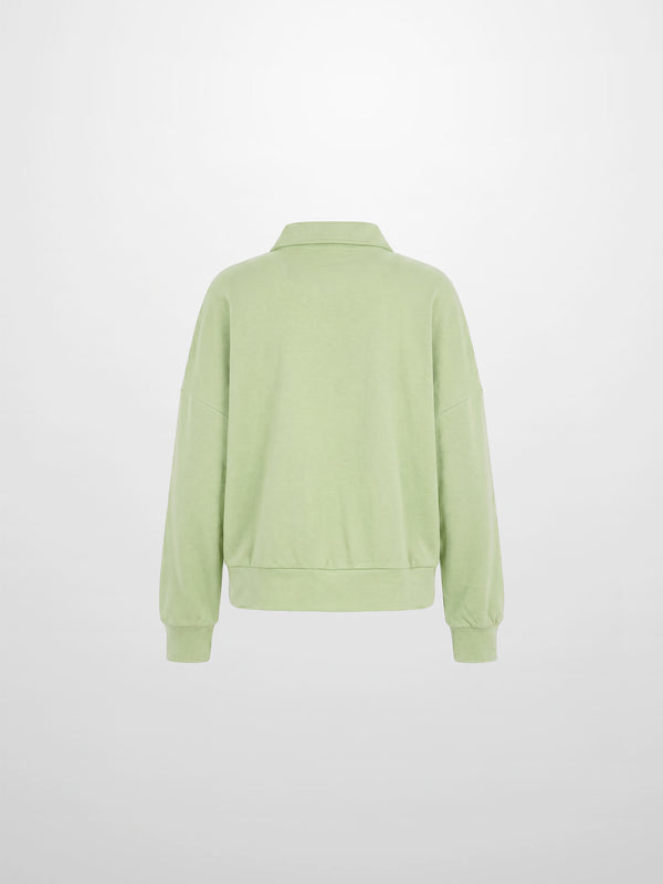 Collared Bomber Tee-Sage