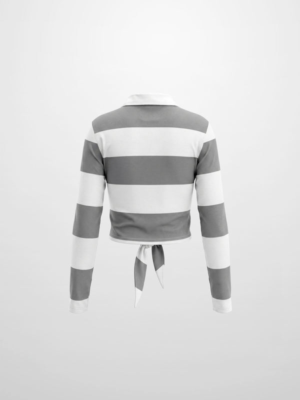 Striped Tie Bottom T-Shirt-Grey