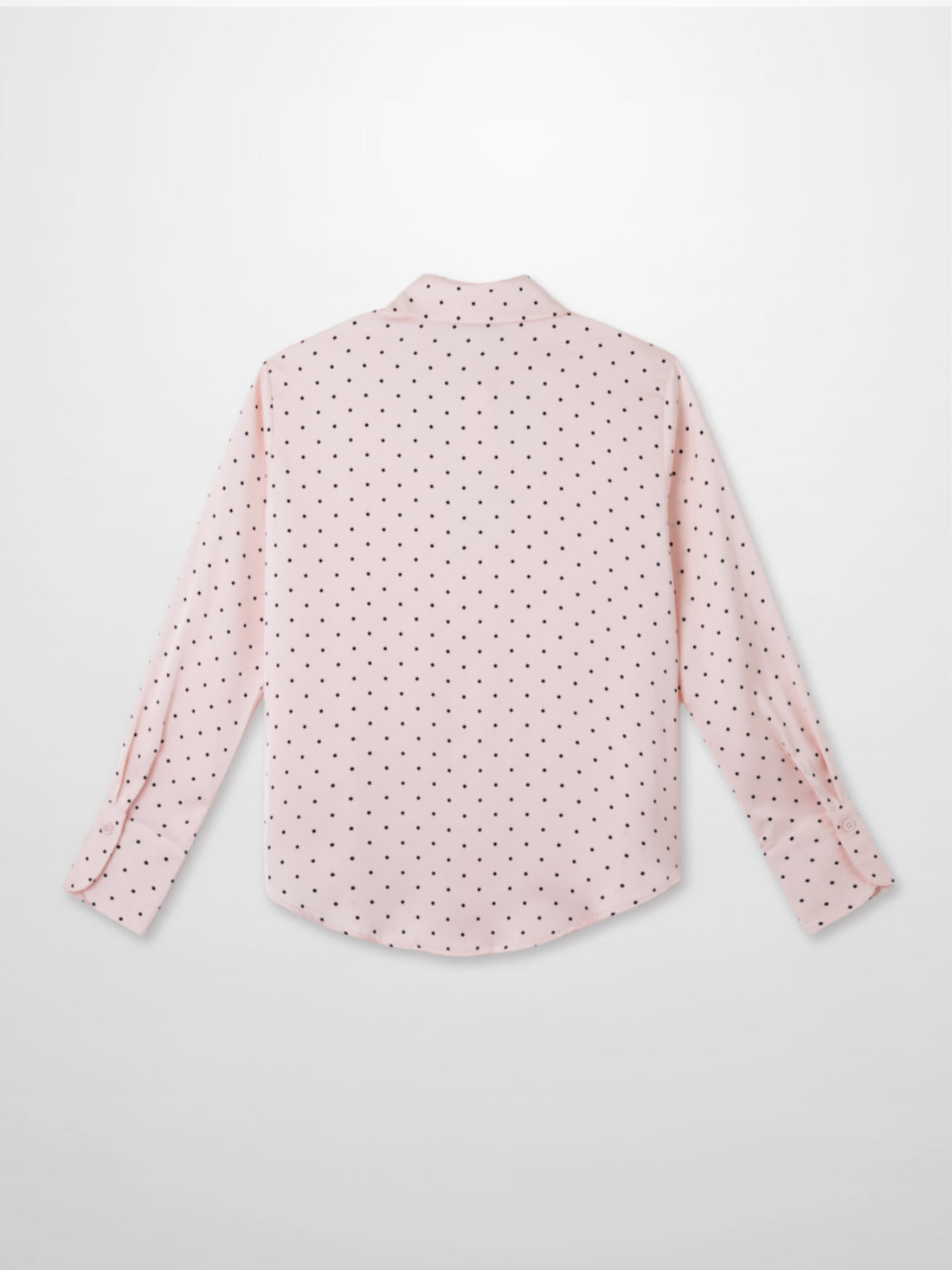 Oversized Satin Blouse-Pink Small Polka Dot