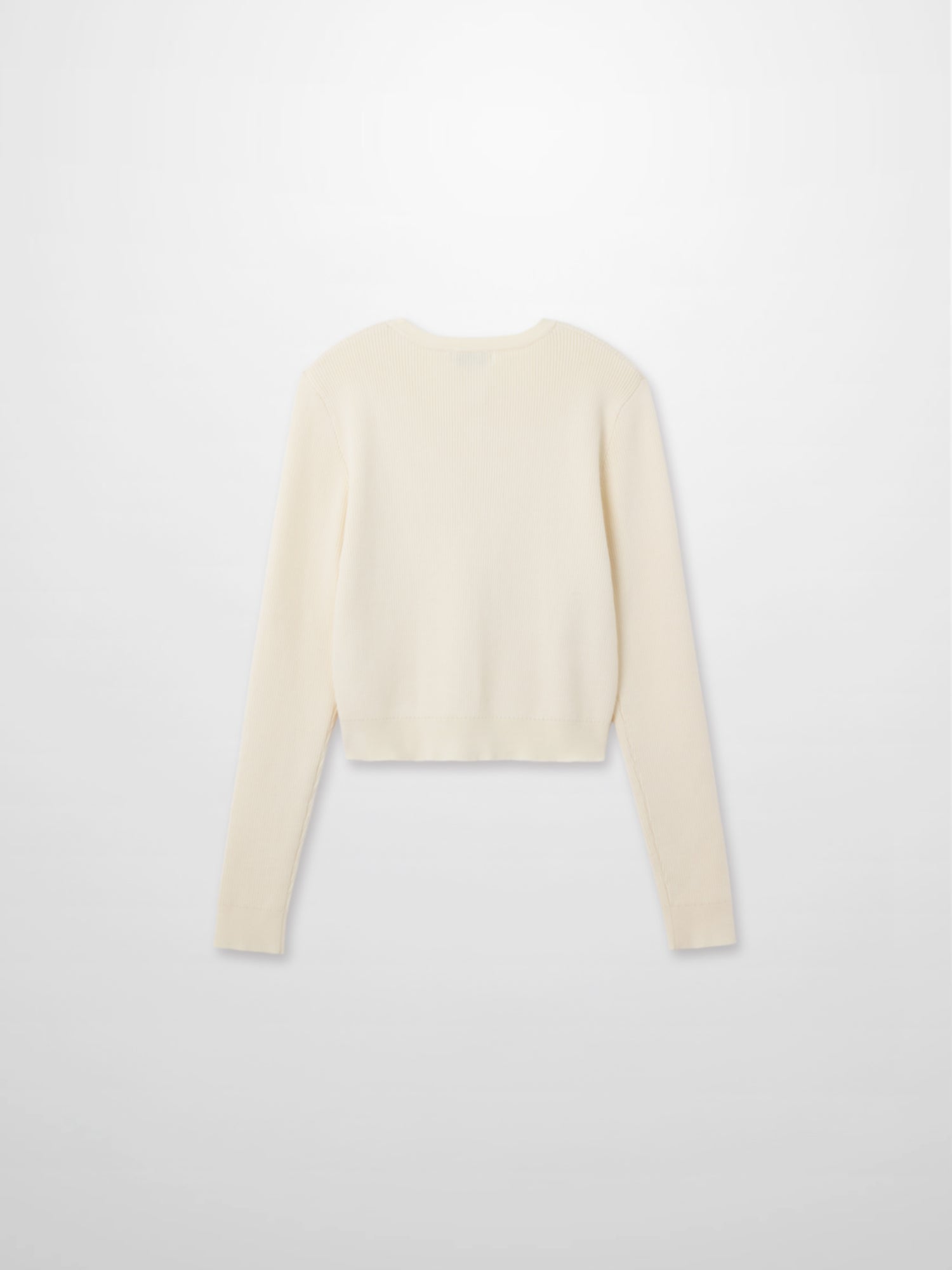 Ribbed Crew Neck Cardigan-Ivory