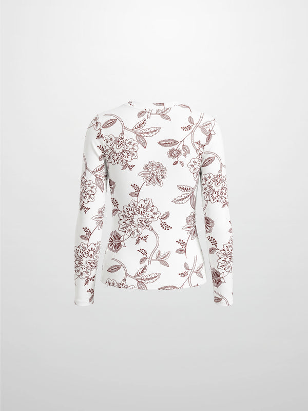 Basic Printed T-shirt-Burgundy Flower