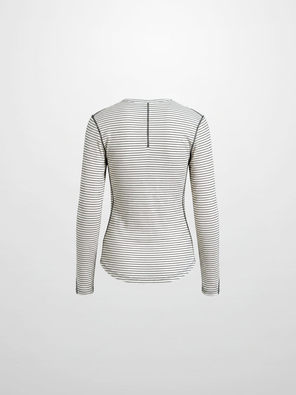 Striped Cross Stitch T-Shirt-White