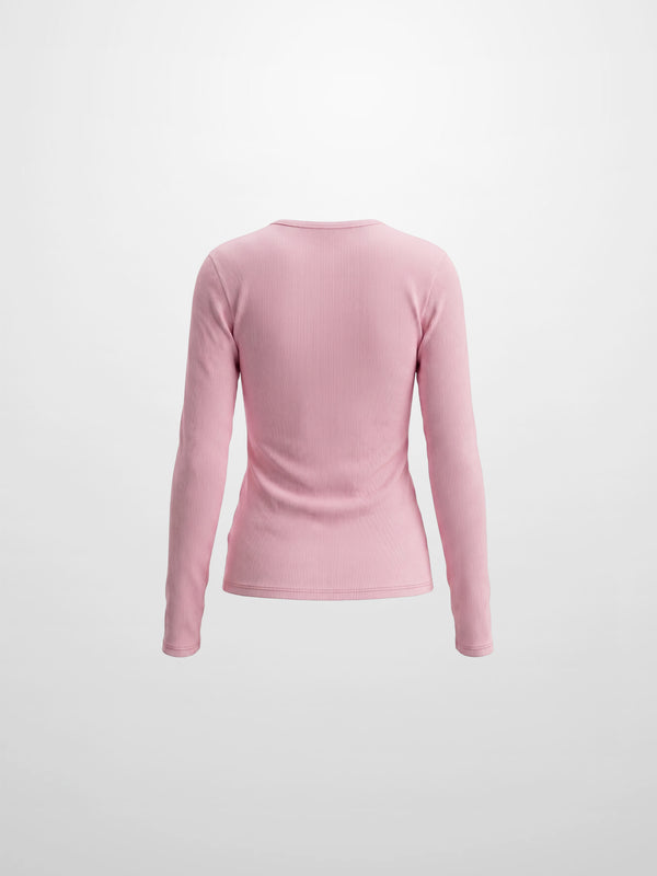 Soft Ribbed High V Tee-Soft Pink
