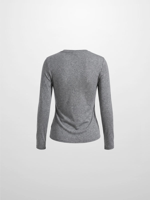 Center Seam High V Tee-Heathered Grey