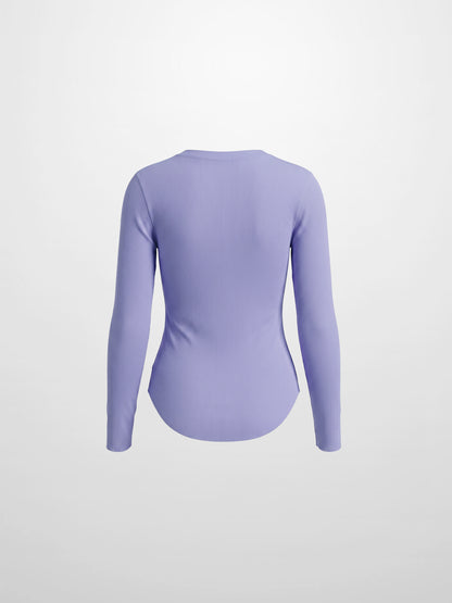 Rounded Hem Ribbed T-Shirt-Lavender