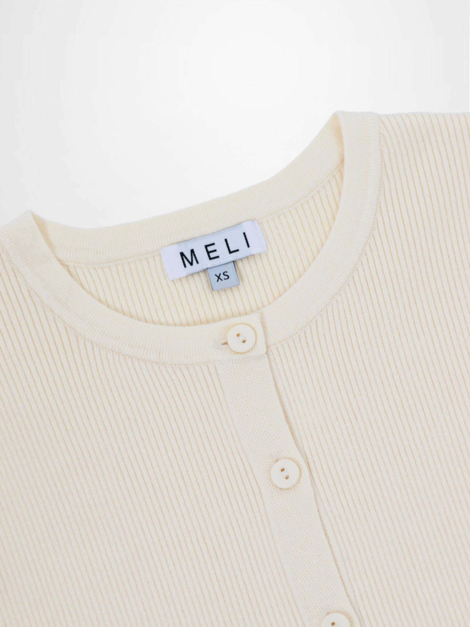 Ribbed Crew Neck Cardigan-Ivory