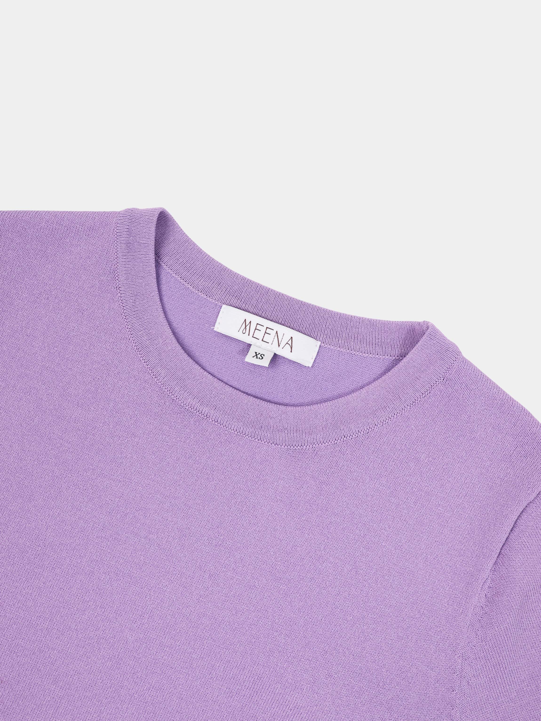 High Cuff Crew Sweater-Lavender