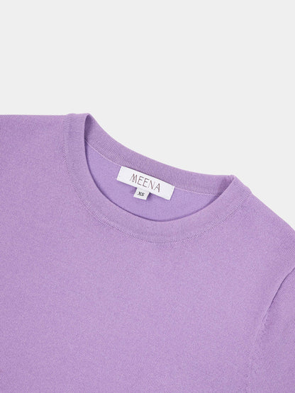 High Cuff Crew Sweater-Lavender