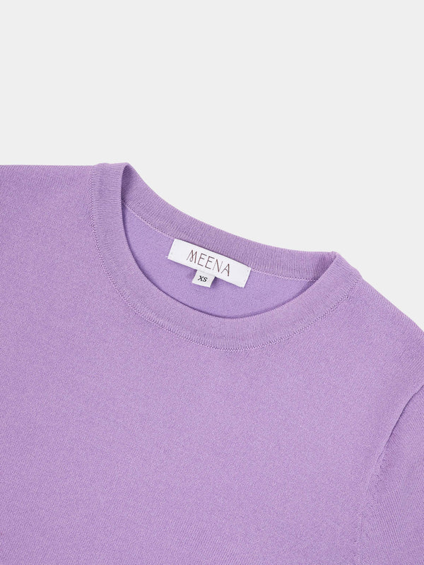 High Cuff Crew Sweater-Lavender