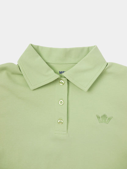 Collared Bomber Tee-Sage