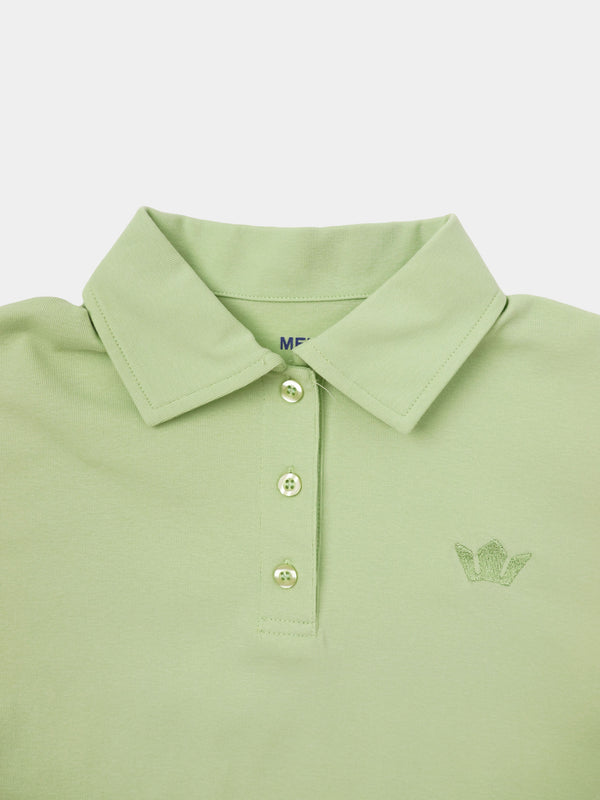 Collared Bomber Tee-Sage