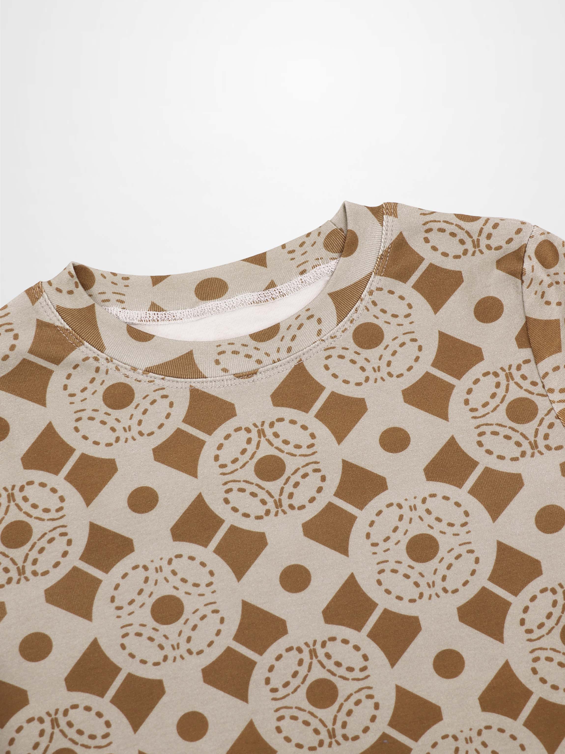 Basic Printed T-shirt-Geometric Design