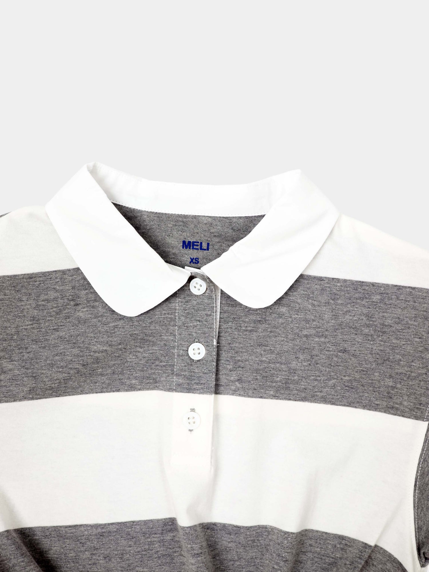 Striped Tie Bottom T-Shirt-Grey