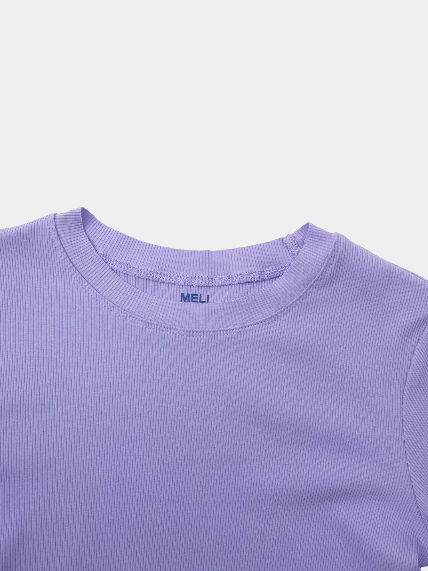 Rounded Hem Ribbed T-Shirt-Lavender