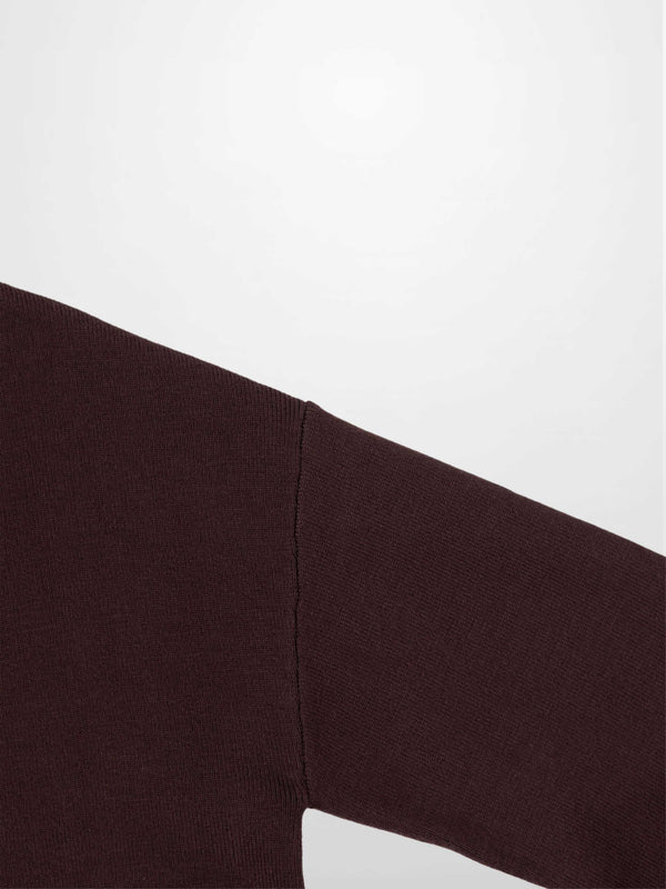 Mock Neck Thin Knit Sweater-Brown