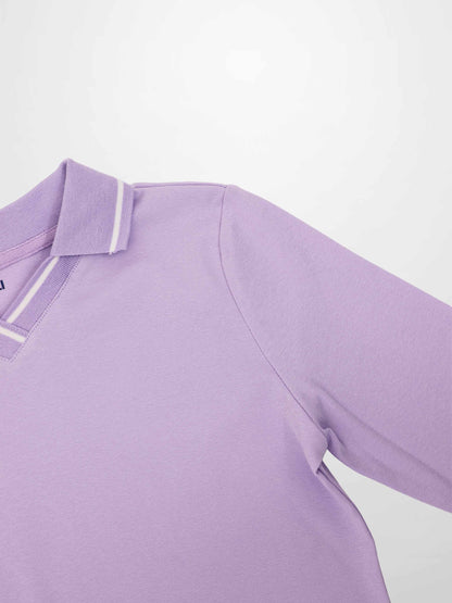 Collared High V T-Shirt-Lavender