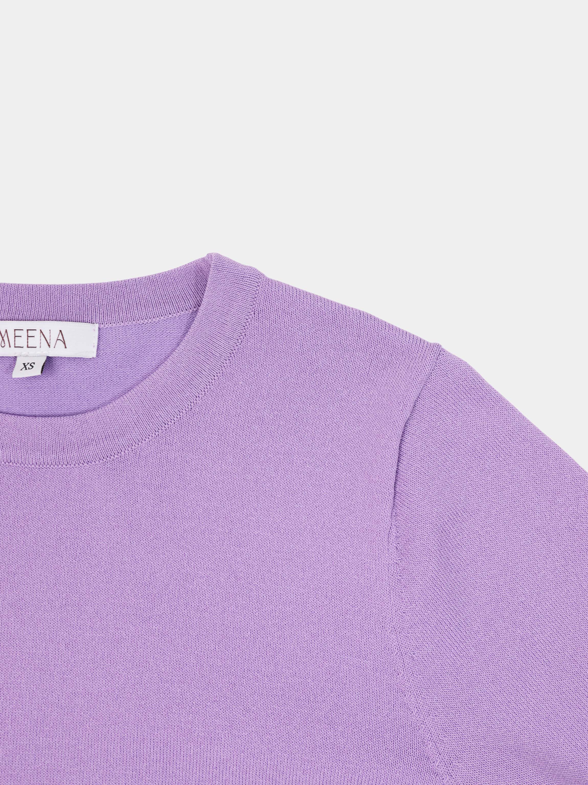 High Cuff Crew Sweater-Lavender