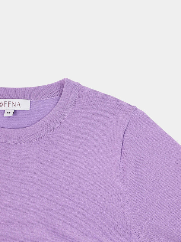 High Cuff Crew Sweater-Lavender