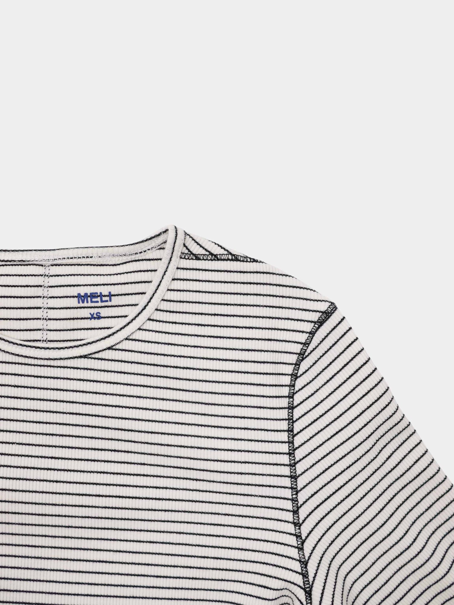 Striped Cross Stitch T-Shirt-White