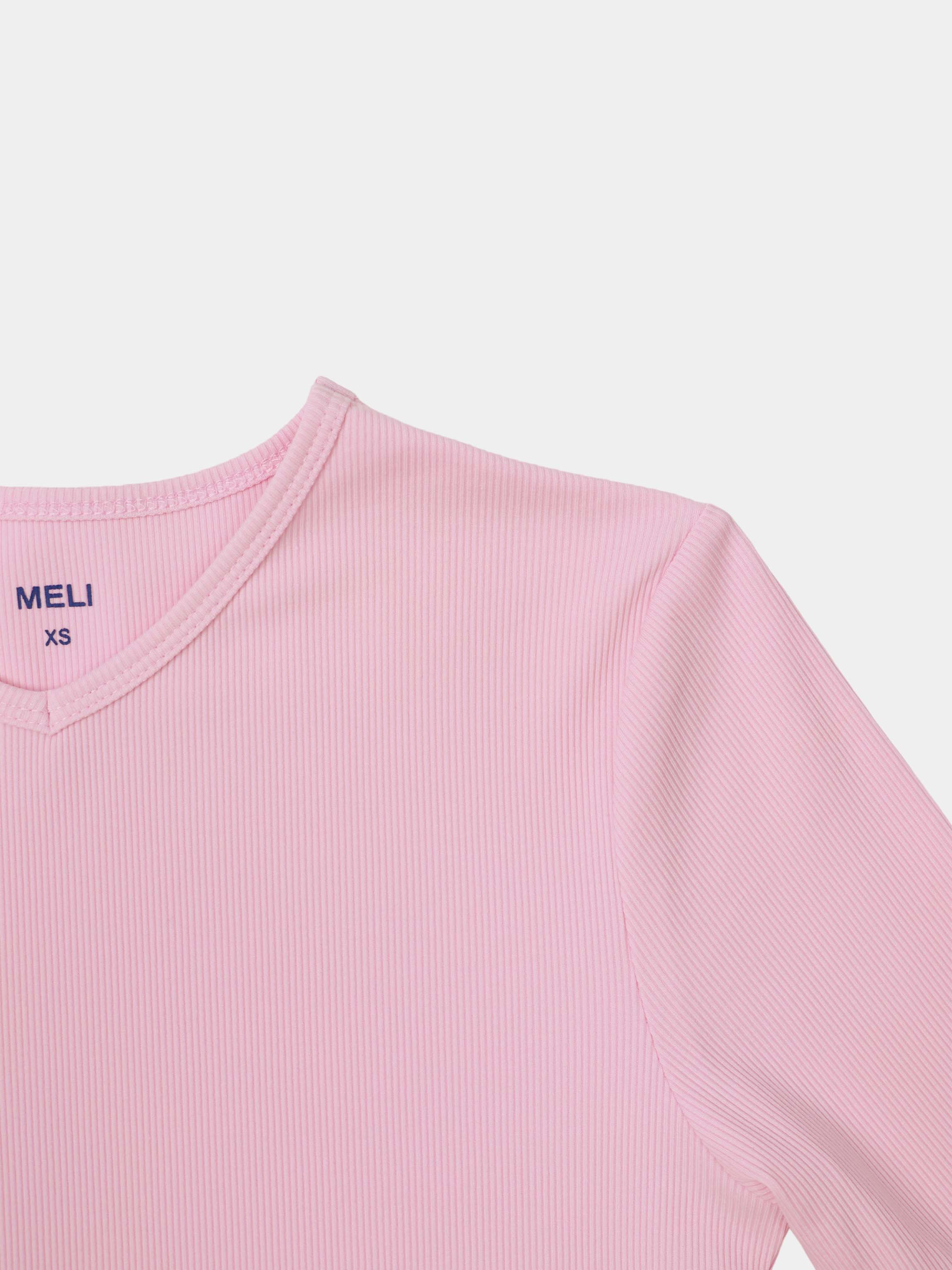 Soft Ribbed High V Tee-Soft Pink